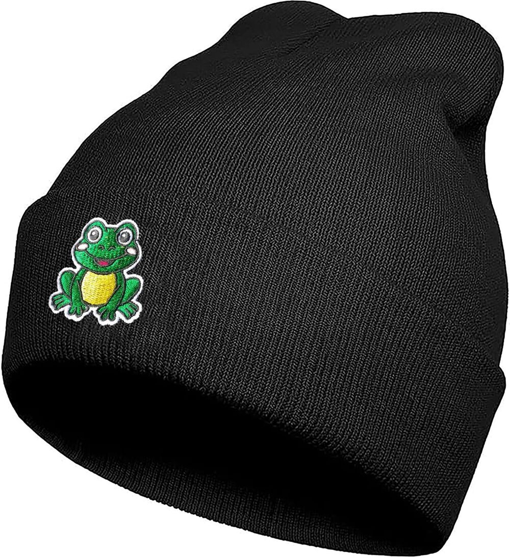 2169 Frog Embroidered Beanie Hats , Winter Funny Knit Hat, Stuff
